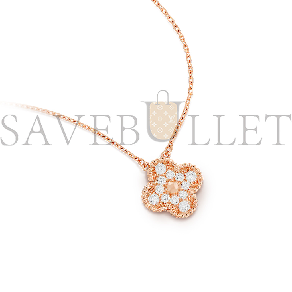 VAN CLEEF ARPELS VINTAGE ALHAMBRA PENDANT - ROSE GOLD, DIAMOND  VCARP2R300